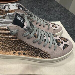 P448 Pink Leopard High Top Sneakers - Size 41